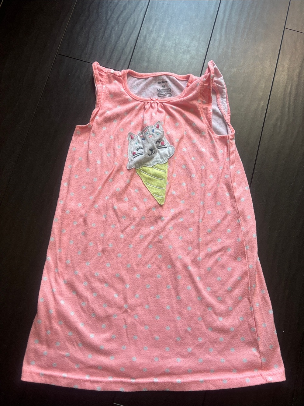 Carter's Girls' Pink Coral Ice Cream, Puppy and Dino Sleep Dresses - Picture 3 of 10